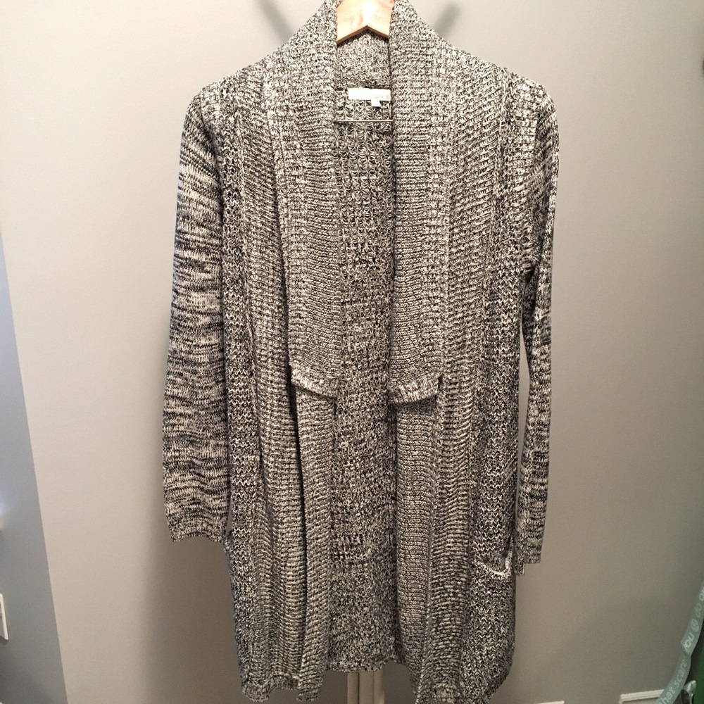 Monk & Lou gray/black open-front cotton cardigan